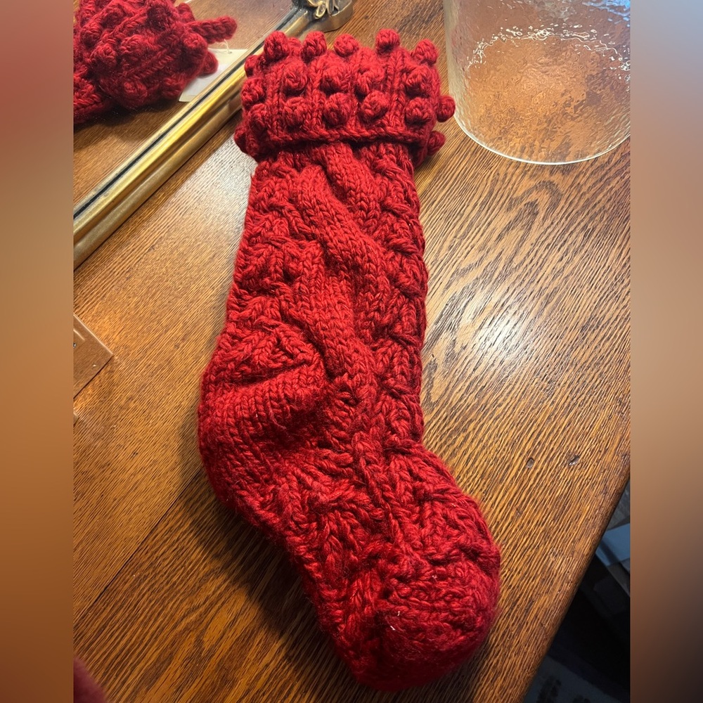 NWT Anthropologie Irish Sweater Christmas Holiday Red Stocking by Madison 88